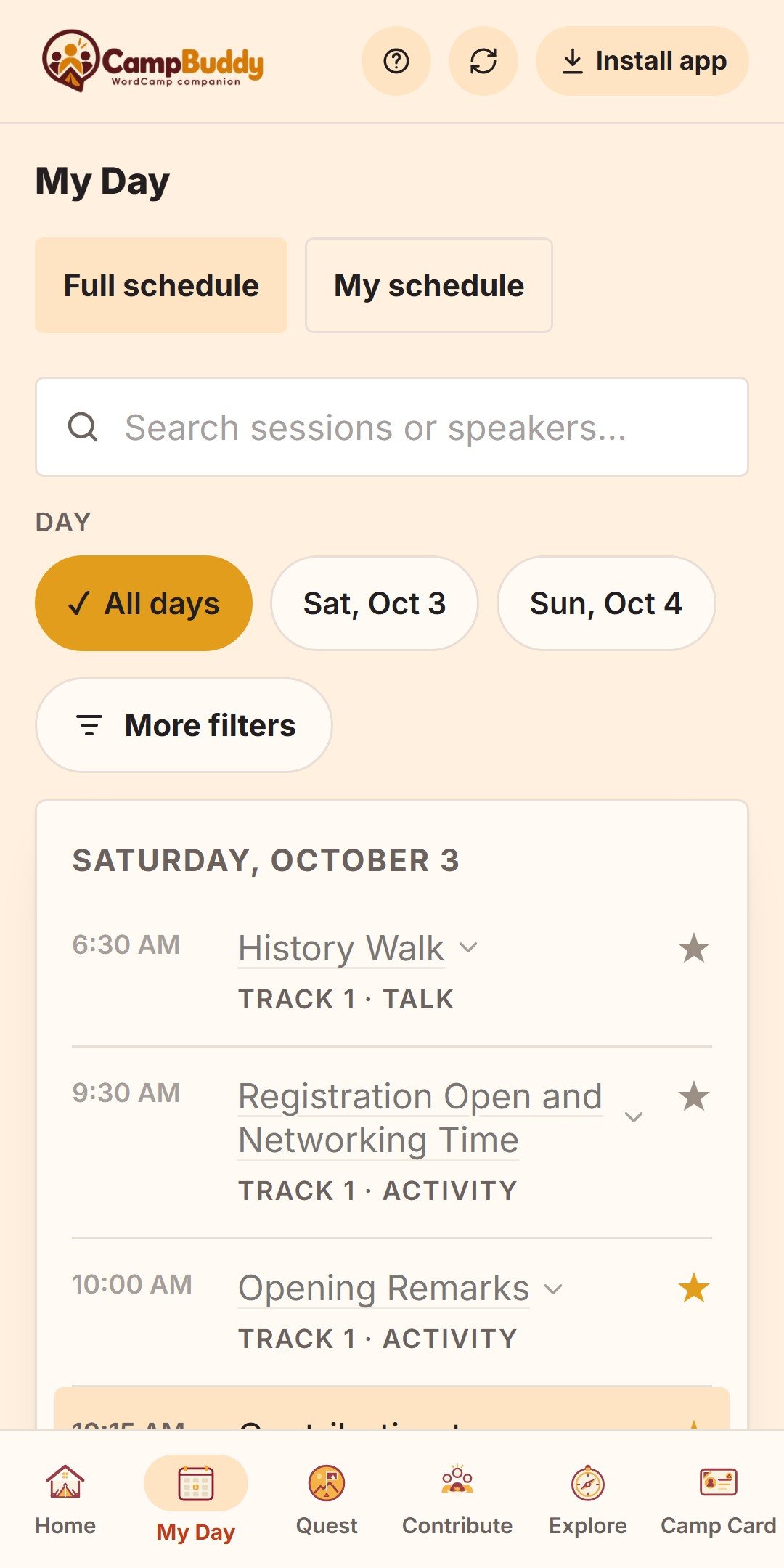Browse the schedule and star the talks you want. Beginner-friendly ones are marked.